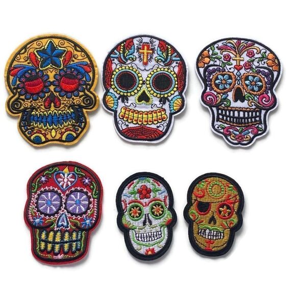 Calavera White & Red Embroidered Patch - Picture 5 of 5